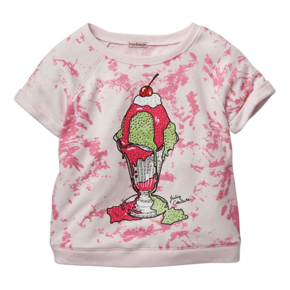 Juicy Couture Girls Ice Cream Tie Dye Short Sleeve Terry Top Sweatshirt XS S M L